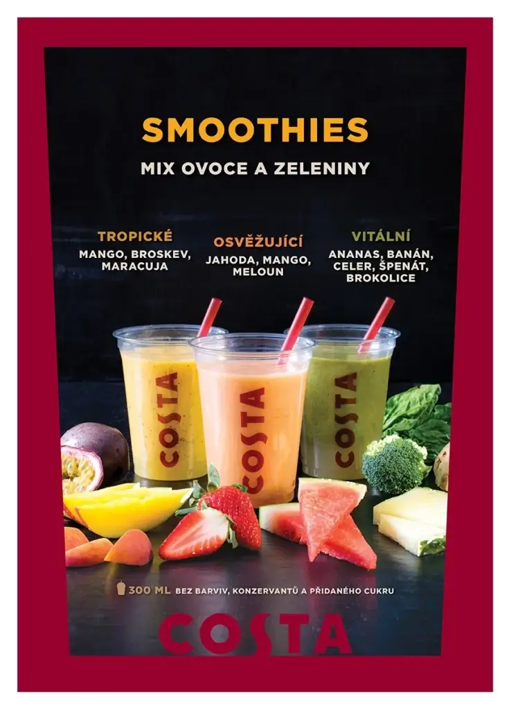 Jemná chuť poctivých smoothies z ovoce a zeleniny