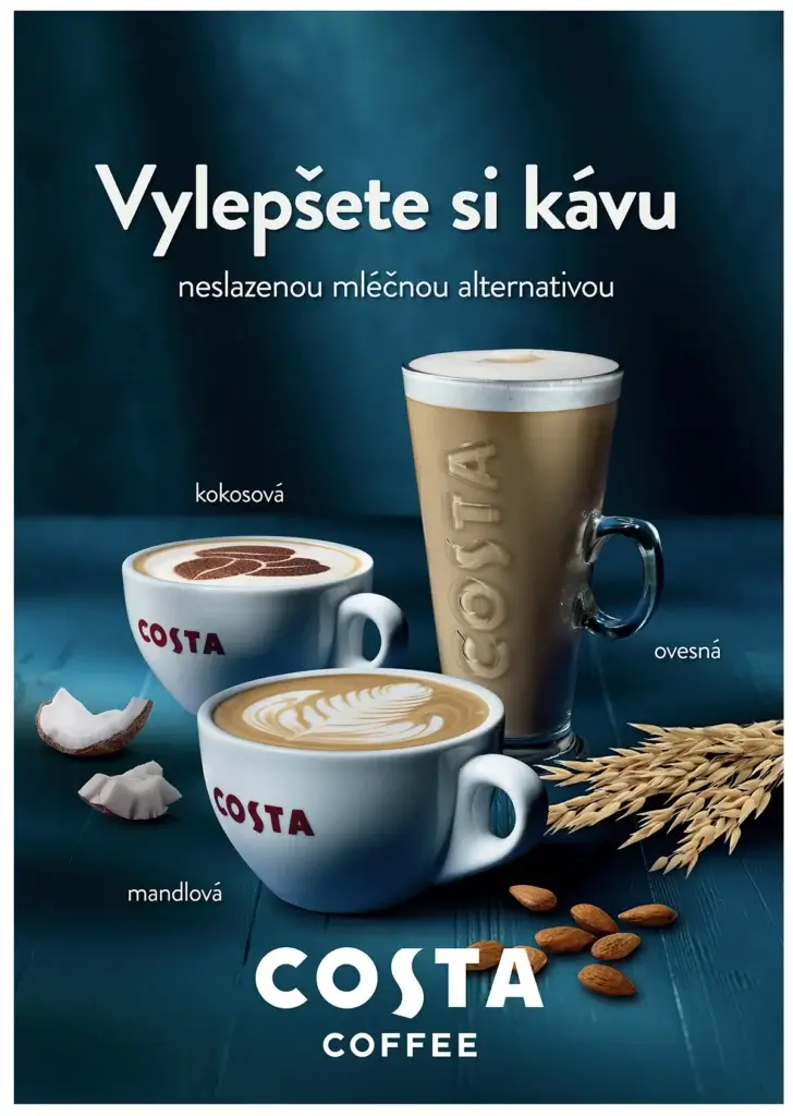 KOKOSOVÉ, MANDLOVÉ NEBO OVESNÉ? V COSTA COFFEE MÁTE NA VÝBĚR