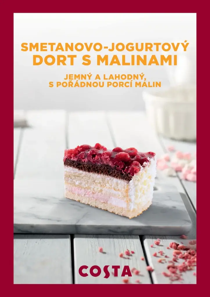 Smetanovo-jogurtový dort s malinami slupnete jako malinu